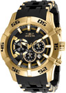Invicta 26535 Chronograph Polyurethane and Stainless Steel Black Dial