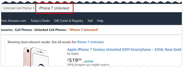 Опять пишем iPhone 7 Unlocked, видим тысячи результатов.